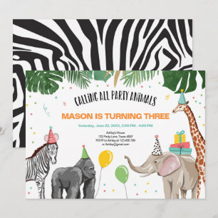 Invitación Llamando a todos los Fiestas animales zoológico sa