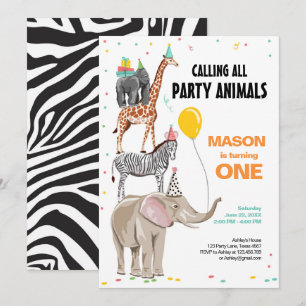 Invitación Llamando a todos los Fiestas animales zoológico sa