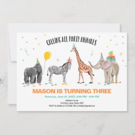 Invitación Llamando a todos los Fiestas animales zoológico sa