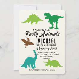 Invitación Llamando a todos los Fiestas de animales Dinosauri
