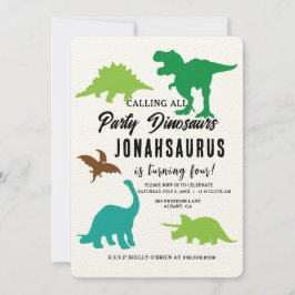 Invitación Llamando a todos los Fiestas dinosaurios fiesta de