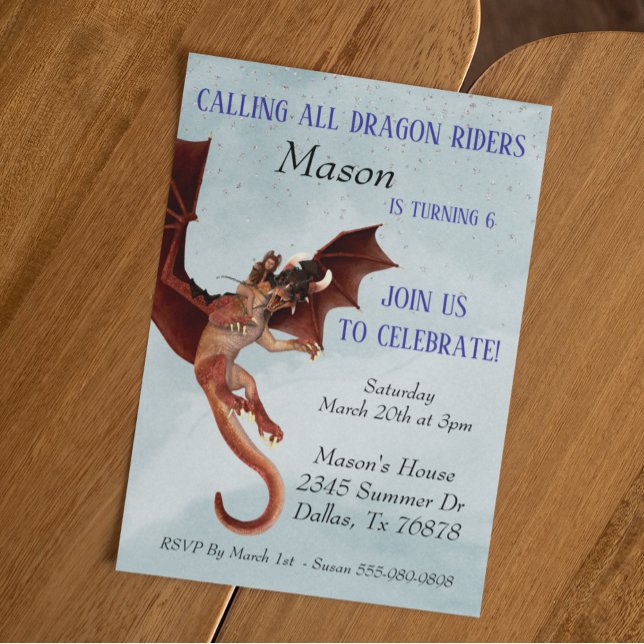 Invitación Llamando a todos los Jinetes de Dragones Fiesta de (Subido por el creador)