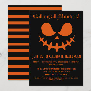 INVITACIÓN LLAMANDO A TODOS LOS MONSTERS HALLOWEEN PARTY