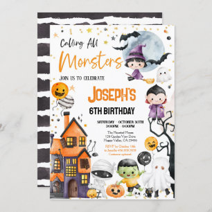 Invitación Llamando a todos los monstruos a la fiesta de cump