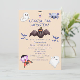 Invitación Llamando a todos los monstruos a la fiesta de cump