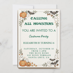 Invitación Llamando a todos los monstruos Cumpleaños de Hallo
