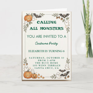 Invitación Llamando a todos los monstruos Cumpleaños de Hallo