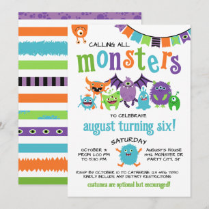 Invitación Llamando a todos los monstruos, fiesta de cumpleañ