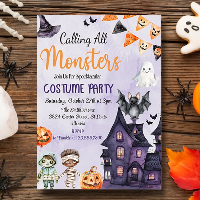 Invitación Llamando a todos los monstruos Fiesta de disfraces (Subido por el creador)