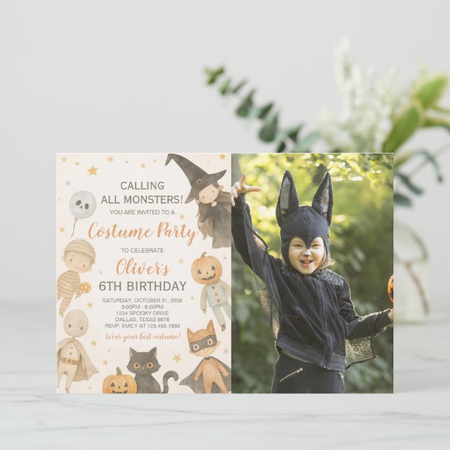 Invitación Llamando a todos los monstruos Fotos de cumpleaños (Anverso de pie)