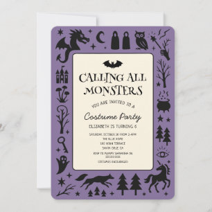 Invitación Llamando a Todos los Monstruos Lindo Cumpleaños de