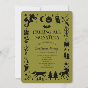 Invitación Llamando a Todos los Monstruos Lindos Cumpleaños d
