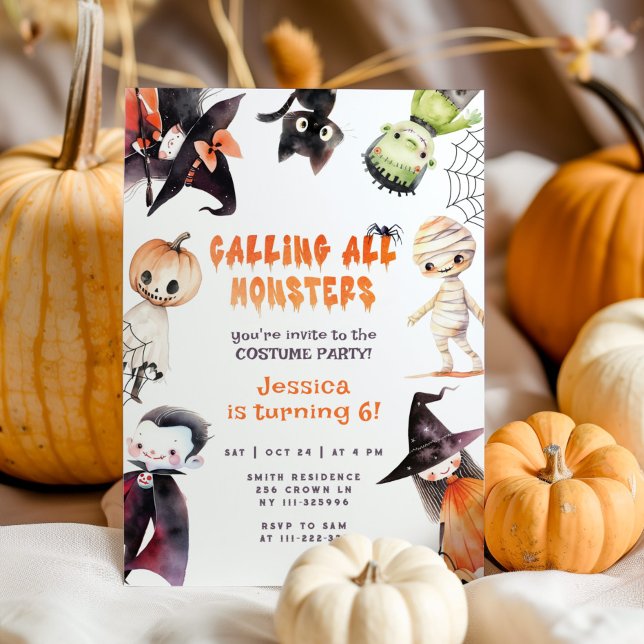 Invitación Llamando a todos los monstruos lindos Fiesta de di (Subido por el creador)