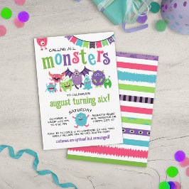 Invitación Llamando a todos los monstruos niños fiesta de cum