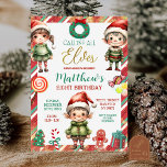 Invitación Llamando a todos los Navidades elfos Cookie Niños<br><div class="desc">Invitación a la fiesta de cumpleaños del enano,  Fiesta de revelación de género del anciano con copos de nieve,  cumpleaños de niños con adornos de Navidad.</div>