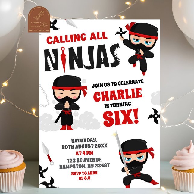 Invitación Llamando a Todos los Ninjas Cumpleaños Niño (Subido por el creador)