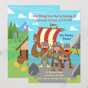 Invitación Llamando a todos los niños vikingos a una Fiesta d