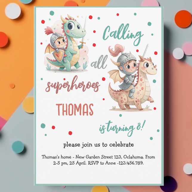 Invitación Llamando a todos los superhéroes, cumpleaños de hé (Subido por el creador)