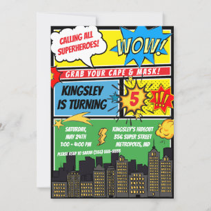 Invitación ¡Llamando a todos los superhéroes! Fiesta de cumpl
