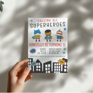 Invitación ¡Llamando a todos los superhéroes! Partido de Cump