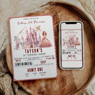 Invitación Llamar a todas las princesas castillo mágico 8 cum