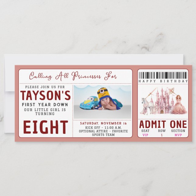 Invitación Llamar a todas las princesas castillo mágico 8 cum (Anverso)