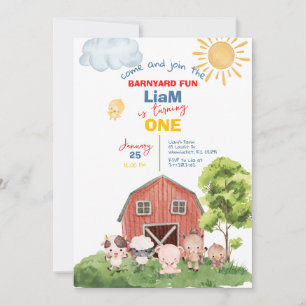 Invitación Llamar a todos los animales de granja Fiestas 1er