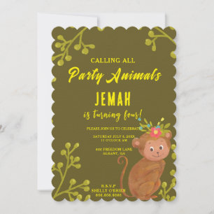 Invitación Llamar a todos los animales Fiestas a un cumpleaño