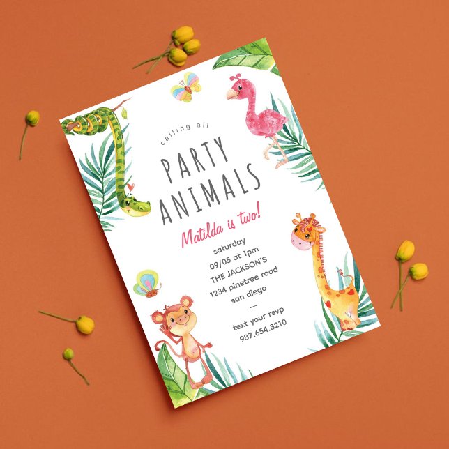 Invitación Llamar a todos los animales Fiestas al zoológico d (Subido por el creador)