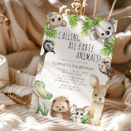 Invitación Llamar a todos los animales Fiestas | Aussie Birth