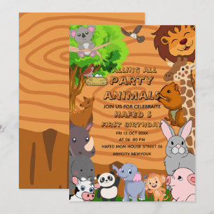 Invitación Llamar a todos los animales Fiestas Chica de granj