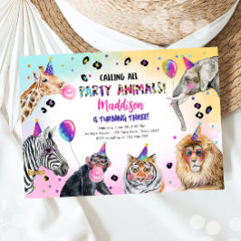 Invitación Llamar a todos los animales Fiestas Chica Safari C