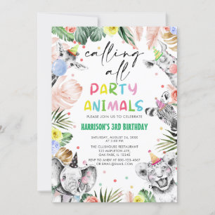 Invitación Llamar a todos los animales Fiestas Jungle Safari