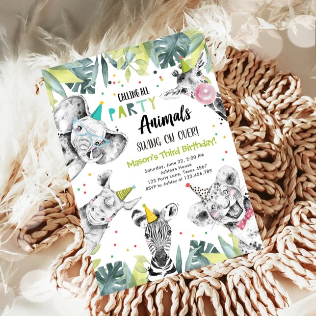 Invitación Llamar A Todos Los Animales Fiestas Niño Safari Cu (Subido por el creador)