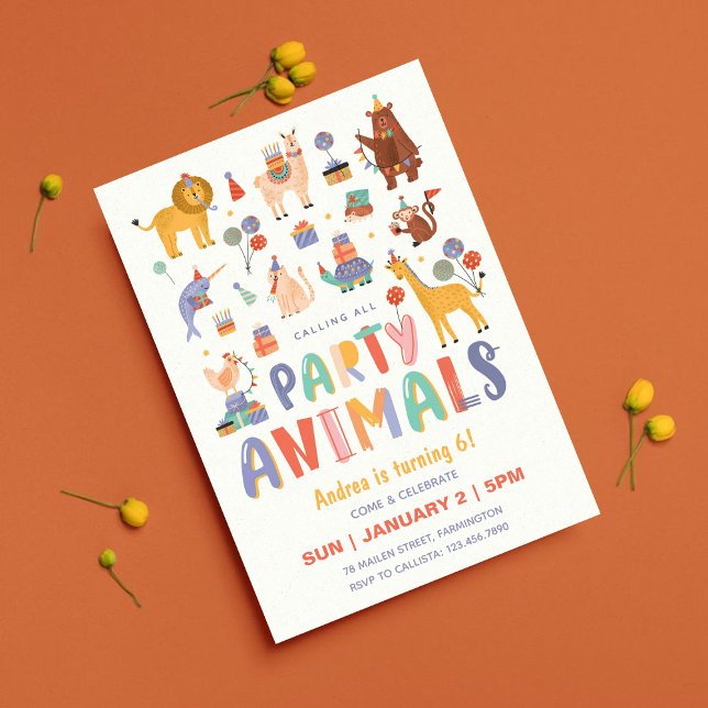 Invitación Llamar a todos los animales Fiestas Niños de cumpl (Subido por el creador)