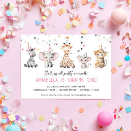Invitación Llamar a todos los animales Fiestas simple chica c