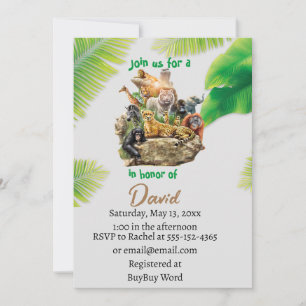 Invitación Llamar a todos los animales Fiestas Zoo Safari Cum