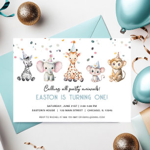 Invitación Llamar a todos los Fiestas Animales simple cumplea