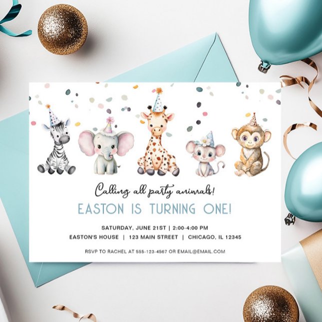 Invitación Llamar a todos los Fiestas Animales simple cumplea (Subido por el creador)