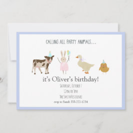 Invitación Llamar a todos los Fiestas de animales Boy Invitac