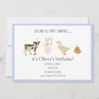 Invitación Llamar a todos los Fiestas de animales Boy Invitac