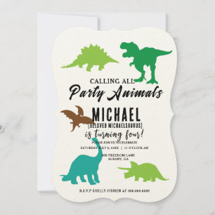 Invitación Llamar a todos los Fiestas de animales Dinosaurios