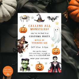 Invitación Llamar a todos los monstruos Costuir Halloween Cum