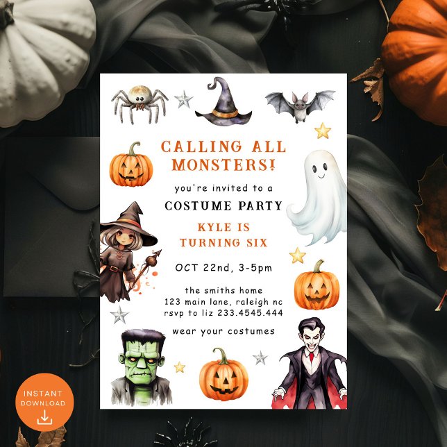Invitación Llamar a todos los monstruos Costuir Halloween Cum (Subido por el creador)