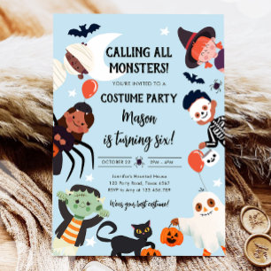 Invitación Llamar a todos los monstruos Costumbre de Hallowee