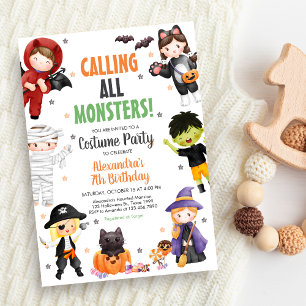 Invitación Llamar a todos los monstruos disfrazar Halloween C