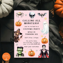 Invitación Llamar a todos los monstruos disfrazar Halloween C