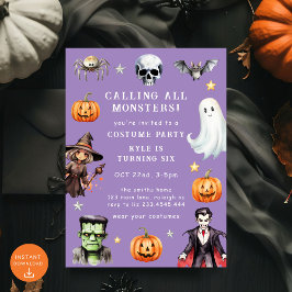 Invitación Llamar a todos los monstruos disfrazar Halloween C