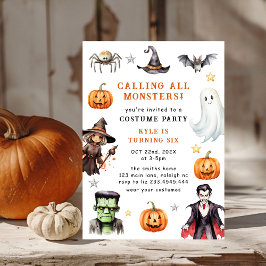 Invitación Llamar a todos los monstruos disfrazar Halloween C