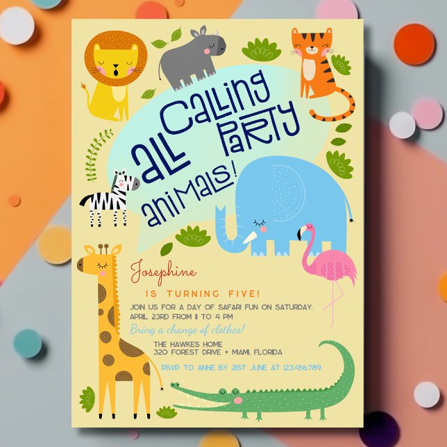 Invitación Llamar a todos los niños de los animales fiestas f (Subido por el creador)
